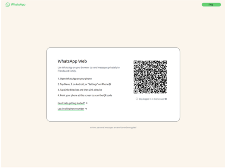 Verseuchter QR-Code mit gefälschter WhatsApp-Maske