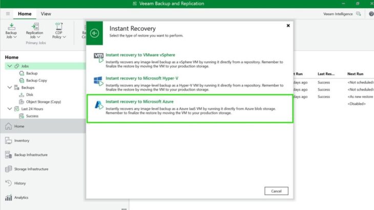 Instant Recovery MS Azure