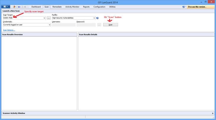 GFI LanGuard Specific Scan Target