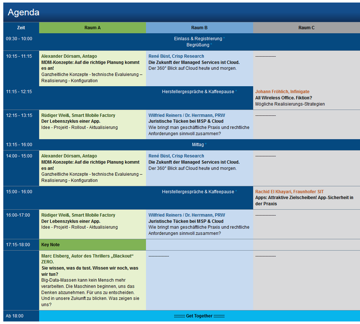 Infinigate Hausmesse 2014 Agenda