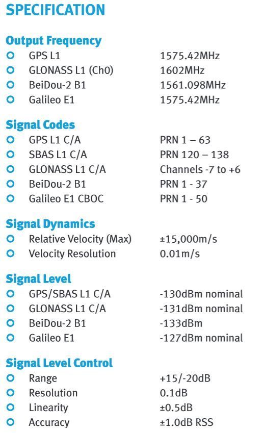 Spirent GSS6300M Spezifikationen Teil 1